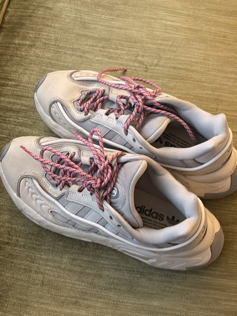 adidas Women's White Sneakers with Pink Accent Laces